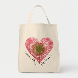 Roze gerbera — Heart-vorm Tote Bag