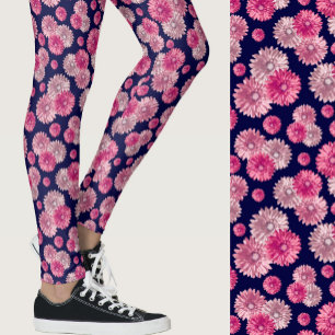 Roze gerbera madeliefje bloemenpatroon leggings