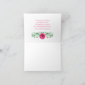 Roze Gerbera Madeliefje Groene Bloem Bruiloft Dank Bedankkaart (Binnen)