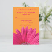 Roze Gerbera Madeliefje Oranje Trouw RSVP Kaart (Staand voorkant)