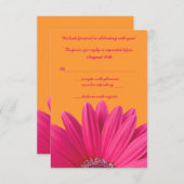 Roze Gerbera Madeliefje Oranje Trouw RSVP Kaart (Voorkant / Achterkant)
