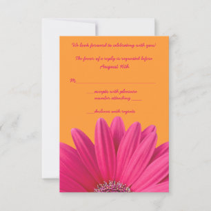 Roze Gerbera Madeliefje Oranje Trouw RSVP Kaart