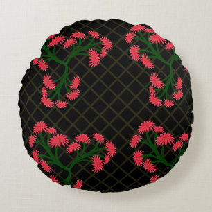 Roze Gerbera Madeliefjes Bloemboeket patroon Rond Kussen