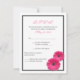 Roze Gerbera met Black Border Response Kaart