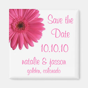 Roze Gerbera Save the Date Magneet