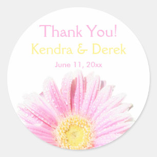 Roze Gerbera Sticker 3" (optionele achtergrond)