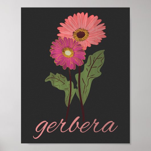 roze gerbera voor bloemen poster (Voorkant)