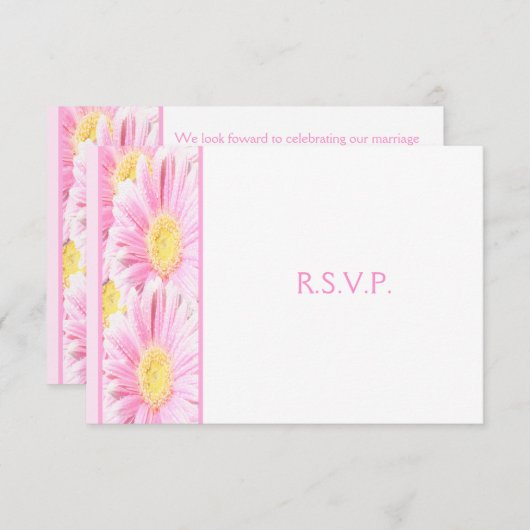 Roze Gerbera's op Witte Antwoordkaart II Kaart (Voorkant / Achterkant)