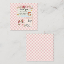 Roze geruit met bloemenaccenten en aangepaste schr notitiekaartje