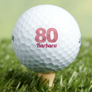 Roze geruite 80ste verjaardag golfer 80 jaar oud golfballen