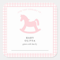 Roze geruite babymeisje voor de bibliotheek Ex-li