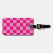 Roze Geruite geometrische Bagagelabel (Voorkant horizontaal)
