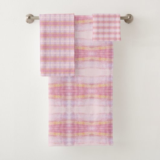 roze geruite handdoek set (Insitu)