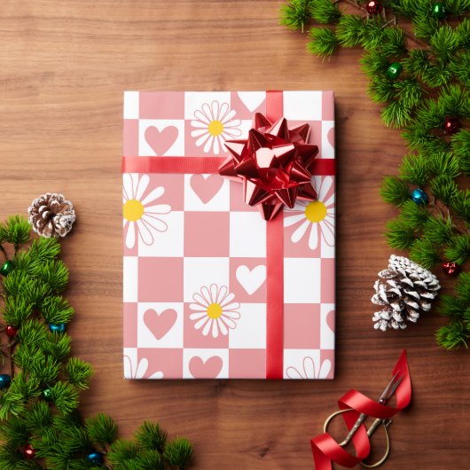 Roze geruite inpakpapier (Feestdagen Geschenken)
