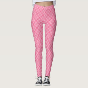 Roze geruite leggings weergegeven vooraanzicht, ge