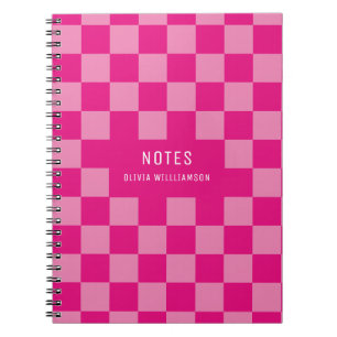 Roze geruite naam notitieboek