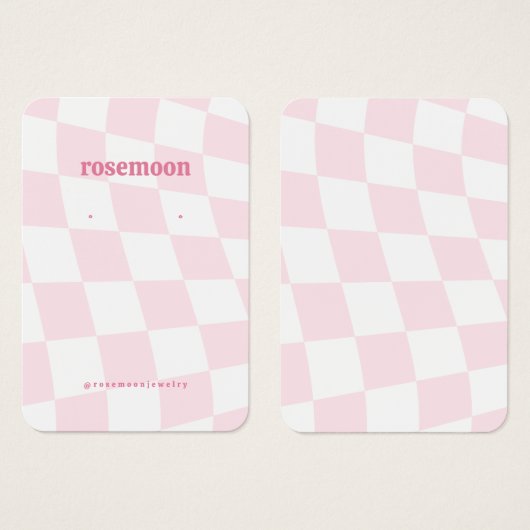 Roze Geruite Oorbel Display Kaart (Voorkant /achterkant)