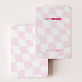 Roze Geruite Oorbel Display Kaart