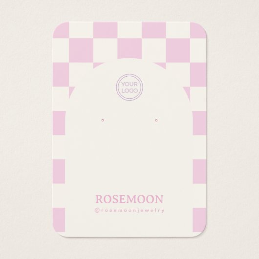 Roze Geruite Oorbel Display Kaart (Voorkant)