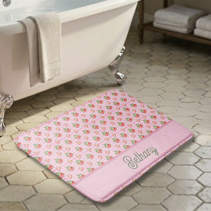 Roze geruite ruitjes aardbei gingham patroon badmat