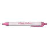 Roze geruite script monogram naam zwarte inkt pen (Bodem)
