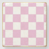 Roze geruite stenen Onderzetters (Voorkant)