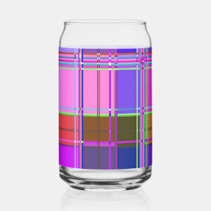 Roze geruite stofpatroon stof Madras Blikvorm Glas