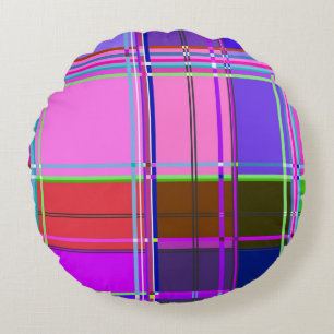 Roze geruite stofpatroon stof Madras Rond Kussen