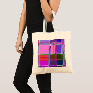 Roze geruite stofpatroon stof Madras Tote Bag