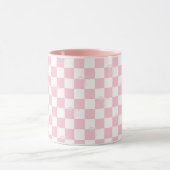 Roze Geruite Trendy Coquette Bows en Checks Mok (Midden)
