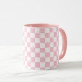 Roze Geruite Trendy Coquette Bows en Checks Mok (Voorkant rechts)
