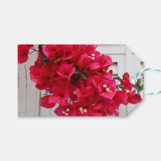 Roze geschenklabel bloemen cadeaulabel