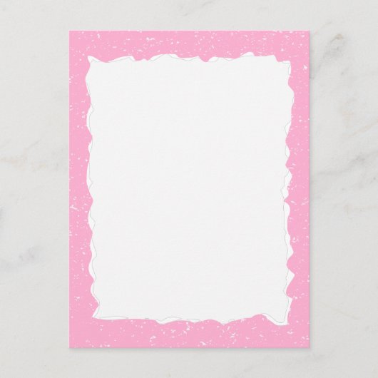  Roze Gescheurd Papier Custom Border Sjabloon Briefkaart (Voorkant)