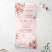 Roze Geschilderde Bloemen Glitter Registry Detail