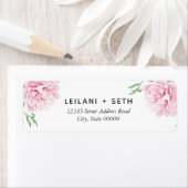 Roze geschilderde pioen bloemig | Bruiloft Etiket (Insitu)