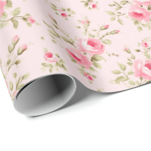  roze geschilderde Rozen Cadeaupapier
