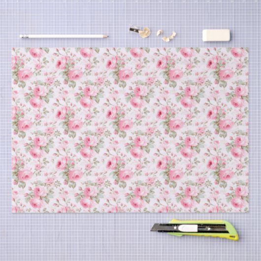  roze geschilderde Rozen Tissuepapier (Craft)