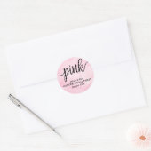 Roze Geslacht onthullen Baby shower Ronde Sticker (Envelop)