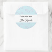 Roze gestikte harten op blauw ronde sticker (Tas)