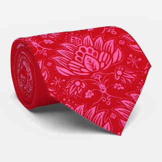 roze gestileerde bloemenprint stropdas