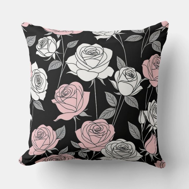  roze gestileerde Rozen Kussen (Voorkant)