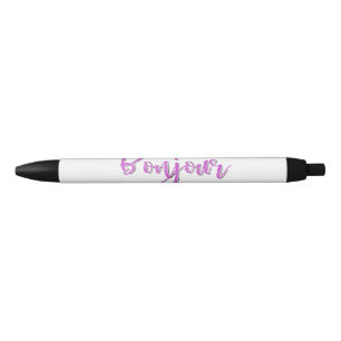 Roze Gestippelde Bonjour Zwarte Inkt Pen