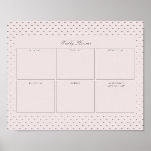 Roze gestippelde weekplanner afdrukbaar poster (Voorkant)