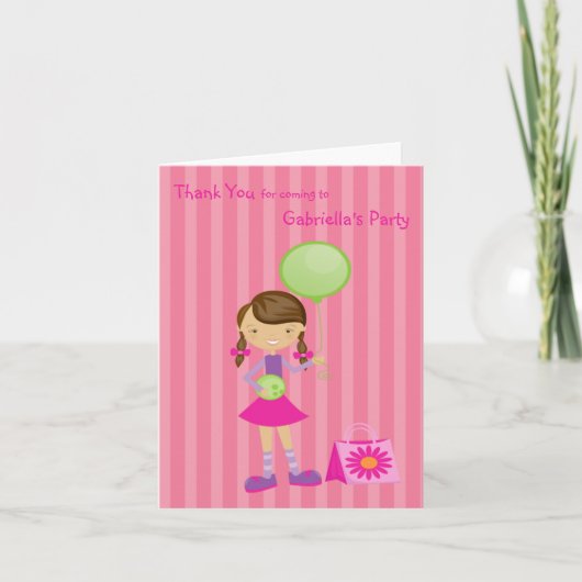 Roze, gestreept, bowlingmeisje bedankt (Voorkant)