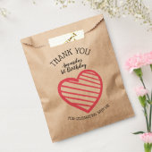 Roze gestreept hart Hartelijk dank Bedankzakje (Gezegeld)