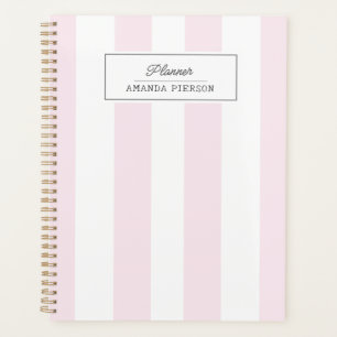 Roze Gestreept. Schattige gepersonaliseerd Planner