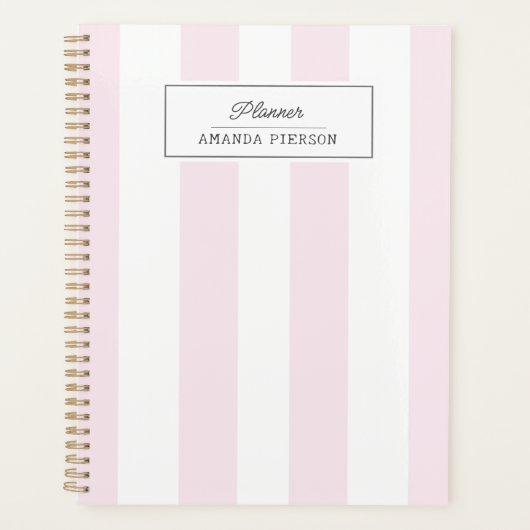 Roze Gestreept. Schattige gepersonaliseerd Planner (Voorkant)