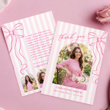 Roze gestreepte afstudeer dankkaart