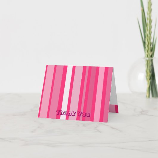 Roze Gestreepte Bedankkaart (Voorkant)