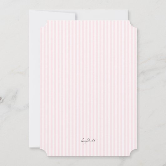 Roze gestreepte bloemen uitnodiging (Achterkant)